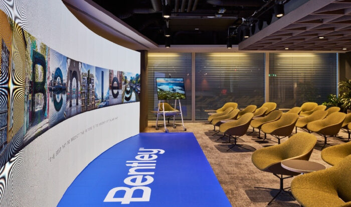 Bentley Systems UK Headquarters includes an interactive experience center. (Image courtesy of Bentley Systems) | Bentley Systems | Infrastructure Engineering Software Company Bentley Systems UK Headquarters includes an interactive experience center. (Image courtesy of Bentley Systems)